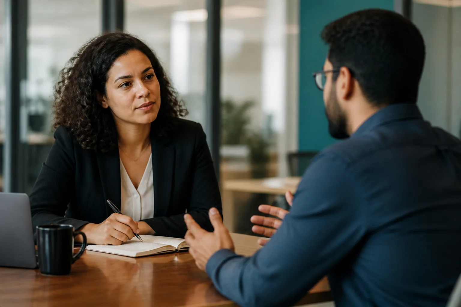 Entrevista profissional conduzida por recrutadora
